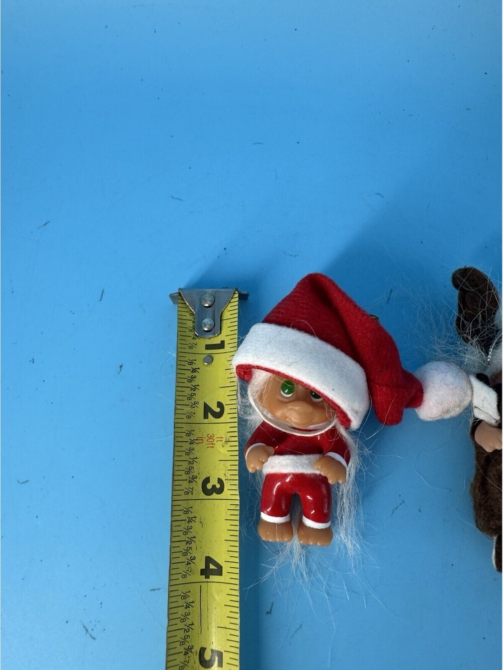 Vintage DAM Mini Troll Dolls Lot 3 Christmas Santa Reindeer Angel Ornaments - Picture 6 of 7